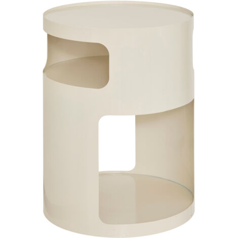 Atmosphera – Table d'appoint ronde 32,5cm – Structure en acier résistant à l'eau – Finition glossy – 2 étagères pour rangement pratique