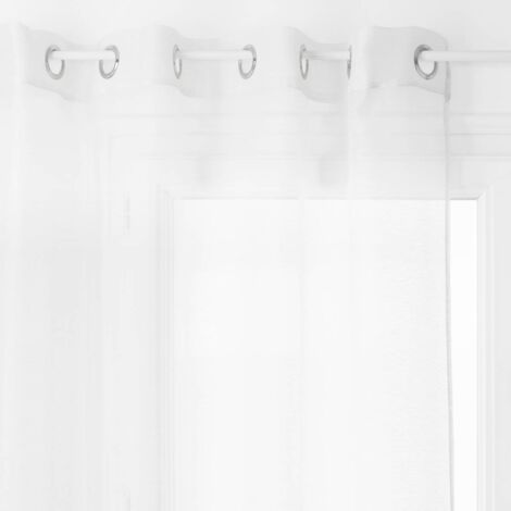Atmosphera – Voilage fin uni blanc 135x240 cm – 100% polyester léger – 8 œillets argent – Prêt-à-poser pour salons et chambres (1/6)