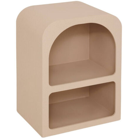 Atmosphera – Table de chevet Soleya beige moyen 40x30cm – Bois MDF certifié FSC® – 2 niches – Style méditerranéen – H. 55 cm