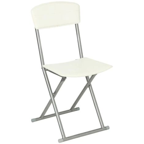 5Five Simply Smart – Chaise pliante crème PVC et acier – Hauteur d'assise 48 cm – Légère 3,6 kg – Conception pliable pour rangement facile
