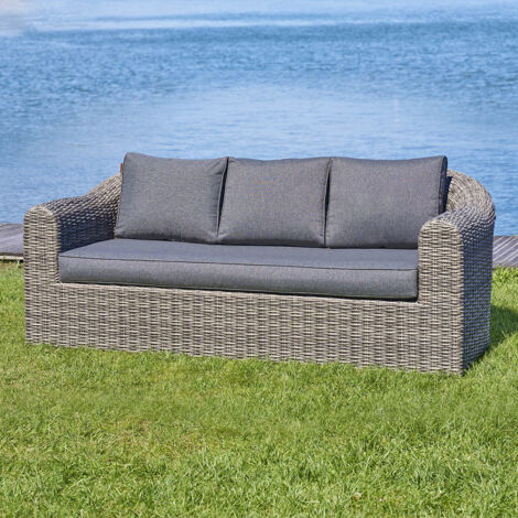 Hesperide – Canapé de jardin 3 places en résine tressée – Aluminium traité époxy – Coussins déhoussables – Dimensions L. 188 x P. 89 x H. 73 cm