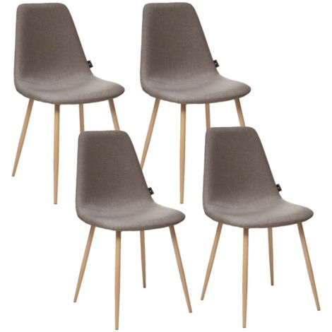 Atmosphera – Lot de 4 chaises scandinaves en panneaux de particules et acier – Revêtement polyuréthane – Dimensions L. 45 x l. 53 x H. 87 cm (1/3)
