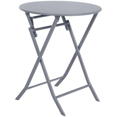 Table de jardin pliante ronde Greensboro gris quartz 2 places en acier traité époxy - Hespéride