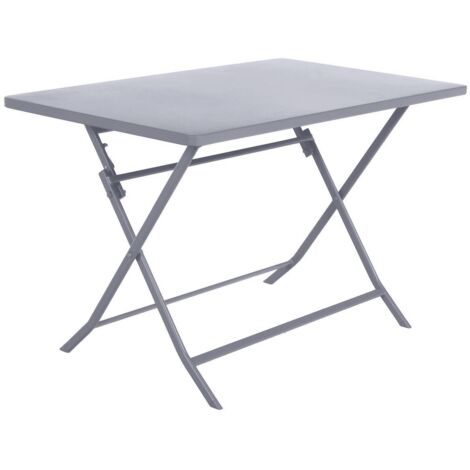 Hesperide – Table de jardin pliante rectangulaire 4 places en acier époxy gris quartz – Dimensions L. 110 x l. 70 x H. 71 cm – Traitement antirouille
