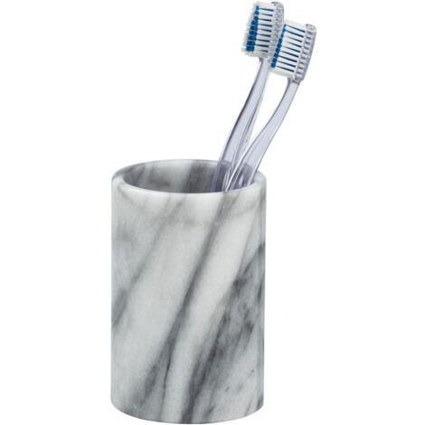 Wenko – Gobelet à dents en marbre Onyx Ø 7x12,5 cm – Design élégant pour salle de bain – Compatible avec distributeur de savon Onyx (1/4)