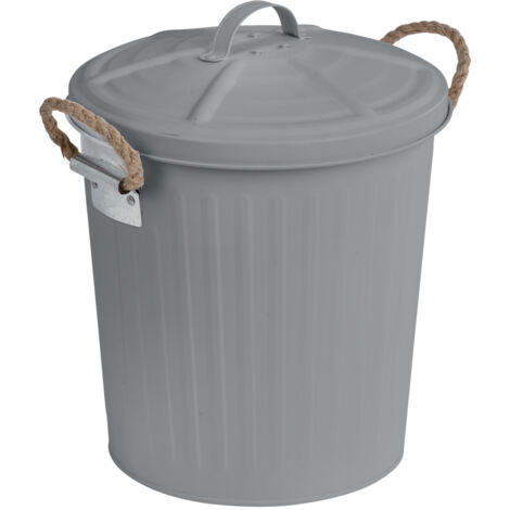 Wenko – Poubelle de salle de bain rétro en acier verni – Diamètre 24 cm – Hauteur 28 cm – Contenance 6 L – Poids léger 0,61 kg