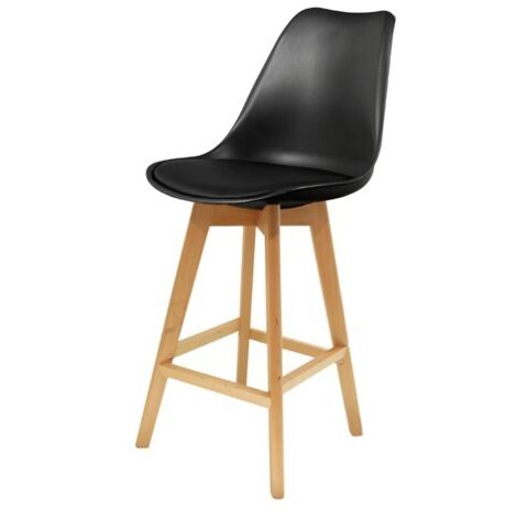 The Home Deco Factory – Tabouret de bar en bois scandinave – Assise rembourrée – Hauteur 70,5 cm – Design bi-matière – Pour salle à manger moderne (1/7)