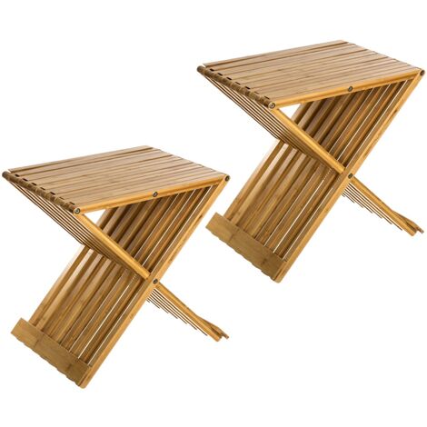 Lot de 2 tabourets pliants en bambou (1/3)