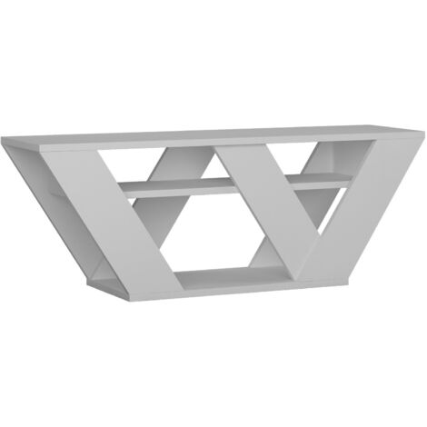 Meuble TV moderne blanc 110 cm – Panneaux de particules 100 % mélaminés – Étagères pour appareils multimédias – Fixation murale possible – Toilinux