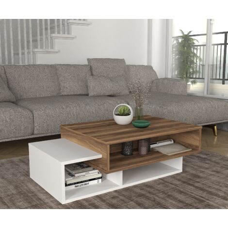 Table basse rectangulaire bicolore 1 niche de rangement TABY (1/5)