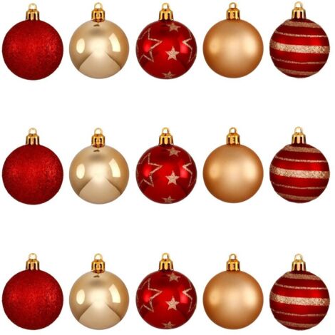 Déco de sapin Lot de 15 Boules de Noël D 5 cm - Rouge et Champagne - Feeric Christmas
