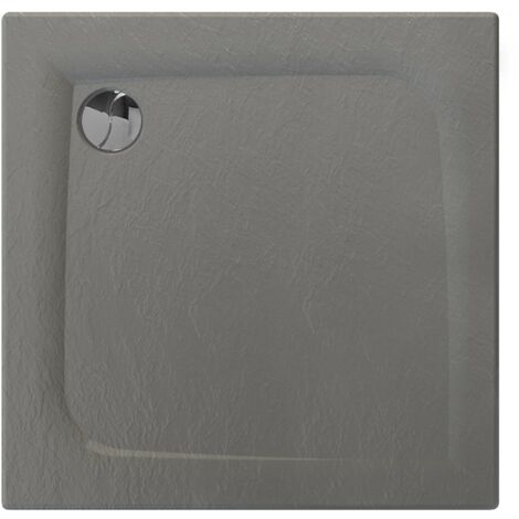 Allibert – Receveur de douche carré 80x80cm – Effet pierre texturé – Bioplax® sans fibre de verre – Vidage angle – À encastrer ou surélever (1/3)