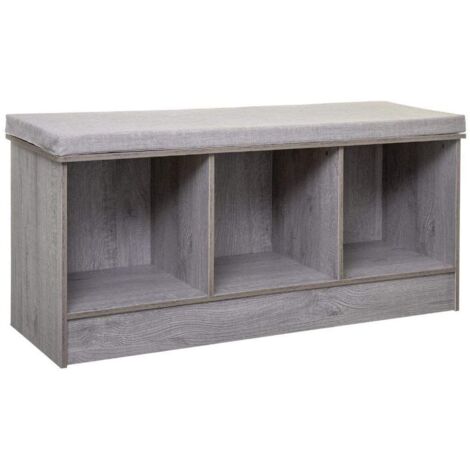 5Five Simply Smart – Banc d'entrée en bois aggloméré gris – 3 compartiments – Dimensions 105x34x49,5cm – Rangement élégant pour chaussures et vêtements