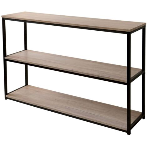 Bibliothèque 3 étagères L 120 x l 30 x H 80 cm – Métal et panneaux de particules – Noir – Design industriel pour intérieur contemporain – Urban Living