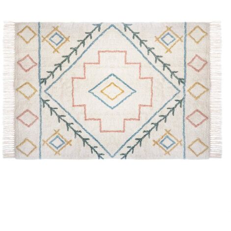 Atmosphera – Tapis ethnique rectangulaire en coton – Motifs géométriques colorés – Dimensions 170x120cm – Poids 3,49kg