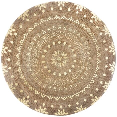 Atmosphera – Tapis rond en jute doré Ø 115 cm – Épaisseur 0,5 cm – Résistant aux acariens – Pour intérieurs modernes et bohèmes