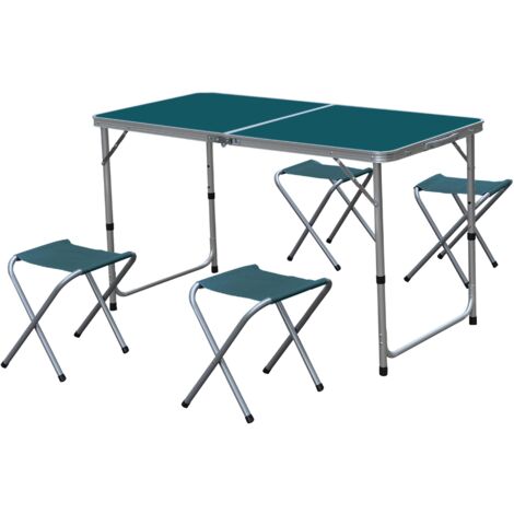 Table de camping pliante et ses 4 tabourets