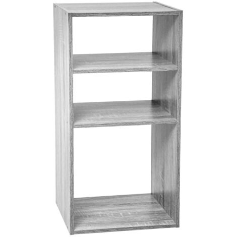 5Five Simply Smart – Étagère colonne 3 cases modulable effet chêne gris – Dimensions L. 34,5 x P. 32 x H. 67,5 cm – Panneau de particules agglomérées (1/7)