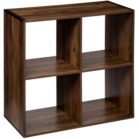 5Five Simply Smart – Étagère bibliothèque 4 compartiments en bois foncé – Dimensions L. 67,5 cm x P. 32 cm x H. 67,5 cm – Charge max 62 kg (1/6)