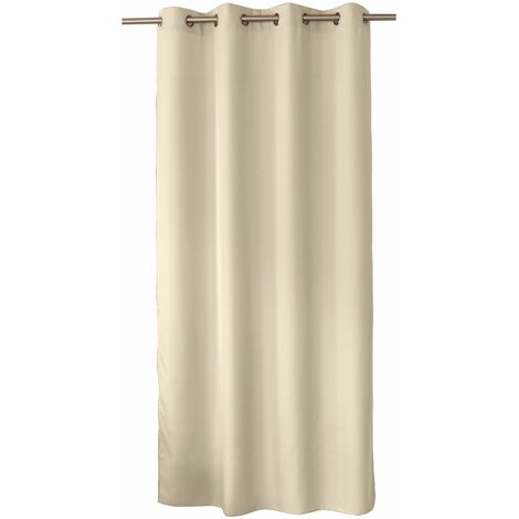 Homemaison – Rideau oeillets 140x240 cm en polyester bachette – 8 œillets ronds en métal chromé – Lavable en machine à 30°C – Coloris écru