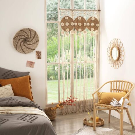 Atmosphera – Rideau en macramé coton 209 cm – Décoration murale ethnique – Prêt à poser avec barre incluse – Poids 1,74 kg (1/8)