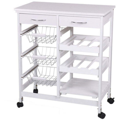 Desserte de cuisine à roulettes 2 tiroirs et multiples rangements (1/5)