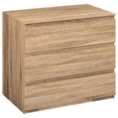 5Five Simply Smart – Commode 3 tiroirs 78 cm – MDF naturel – Dimensions 78x48x73 cm – Rangement optimisé pour chambre ou salon