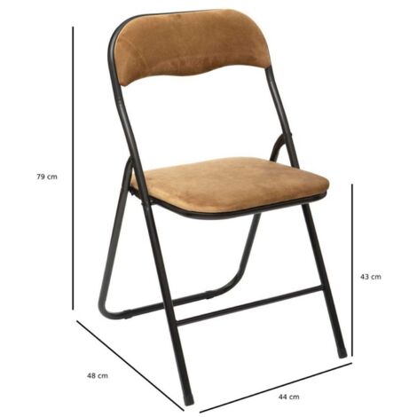 Chaise pliante effet velours - Longueur 52, Largeur 44, Hauteur 79cm - Or