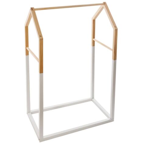 Atmosphera – Penderie enfant en bois de pin forme maison H 100 cm – Dimensions compactes 60x37 cm – Rangement décoratif pour chambre d'enfant
