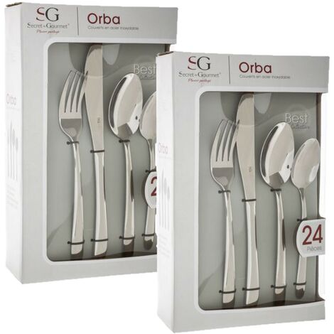 Lot de 2 ménagères en acier inoxydable 24 pièces ORBA