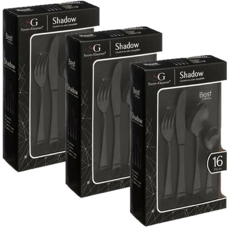 Lot de 3 ménagères en acier inoxydable 16 pièces SHADOW