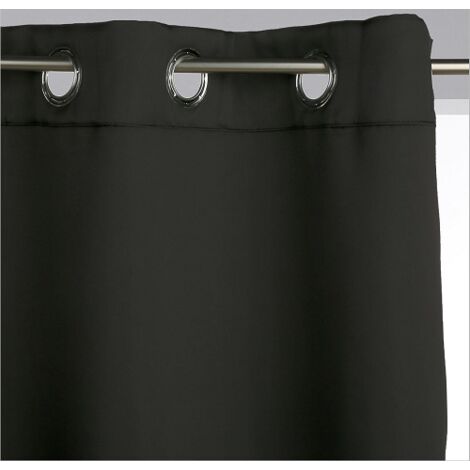 Atmosphera – Paire de rideaux occultants noir 135x240cm – Polyester épais – 8 œillets en métal – Lavable en machine à 30°C