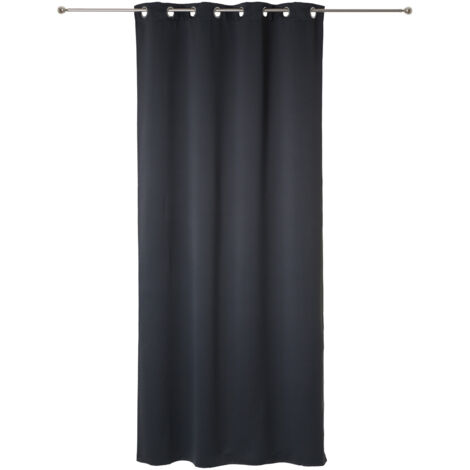 Atmosphera – Paire de rideaux occultants gris foncé 135x240cm – 8 œillets pour tringle standard – Lavable en machine – Tissu Oeko-Tex