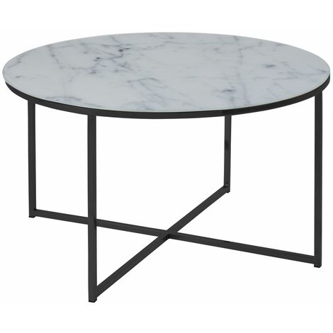 Table basse ronde effet marbre en verre et métal ALYSÉ (1/3)