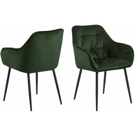Lot de 2 chaises rembourrées en velours avec accoudoirs FLORIE (1/5)