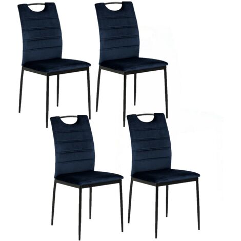 Lot de 4 chaises de salle à manger en velours et pieds en métal DINA (1/5)
