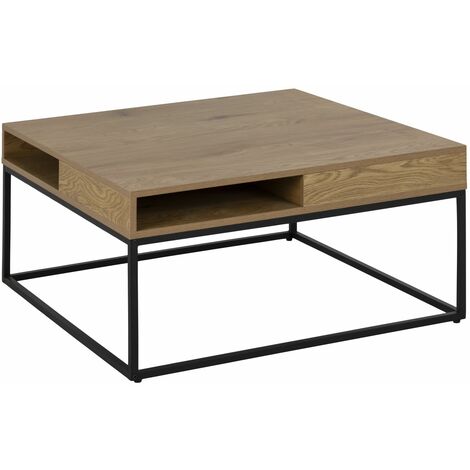 Table basse carrée 2 niches de rangement ouvertes ALBERTO (1/5)