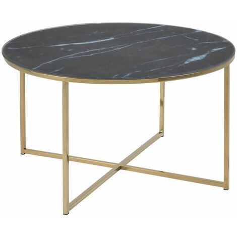 Table basse ronde effet marbre en verre et métal ALYSÉ (1/4)