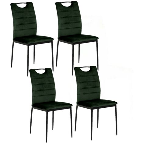 Lot de 4 chaises de salle à manger en velours et pieds en métal DINA (1/5)