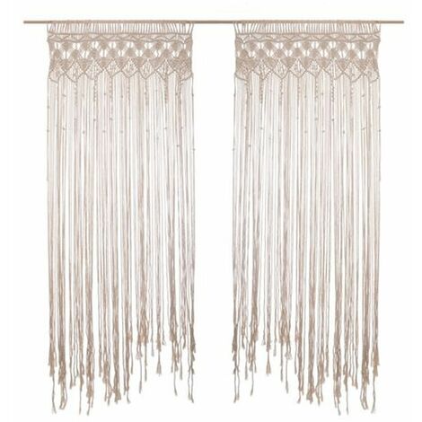 Lot de 2 rideaux fil en macramé (1/4)
