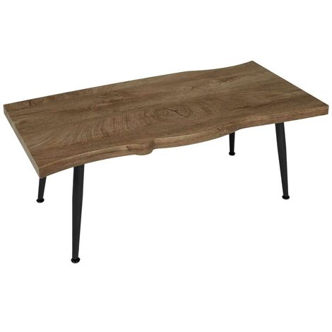 Table basse en métal et plateau effet bois brut FOREST (1/5)