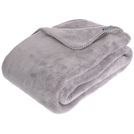 Atmosphera – Plaid microfibre 180x230 cm gris clair – Couverture douce et chaude – 100% polyester pour confort intérieur (1/5)