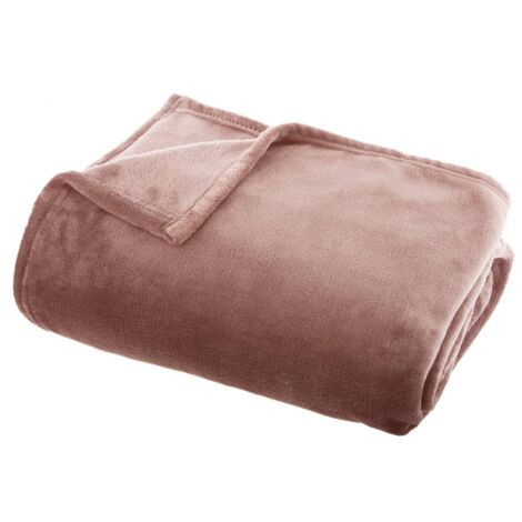 Atmosphera – Plaid flanelle rose 130 x 180 cm – Polyester lavable en machine – Couverture pour canapé ou fauteuil – Accessoire déco tendance