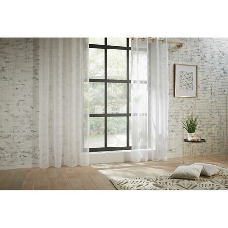 Voilage tamisant brodé Mia Blanc 140x240 cm