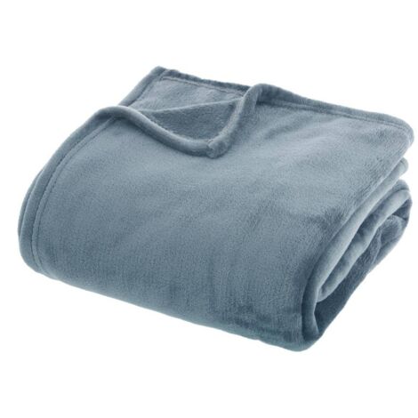 Atmosphera – Plaid flanel bleu orage 230 x 180 cm – 100% polyester – Texture douce – Lavable en machine à 30°C