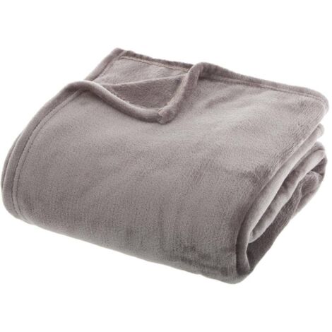 Atmosphera – Plaid flanelle gris 180 x 230 cm – Doux et chaud – Lavable en machine – Parfait pour salons et chambres