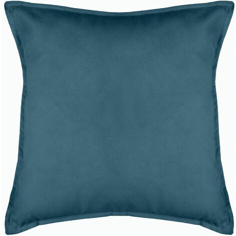 Atmosphera – Coussin carré 55x55cm en coton bleu canard – Effet velours – Déhoussable – Label OEKO-TEX pour décoration intérieure