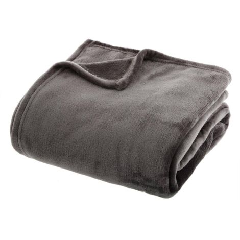 Plaid Flanelle Gris foncé 130 x 180 cm - Atmosphera