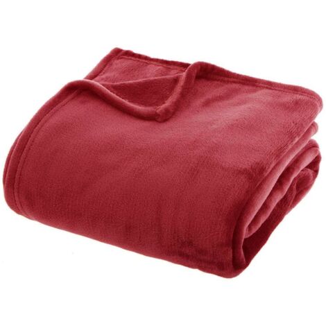 Plaid flanelle uni rouge 180x230 Atmosphera