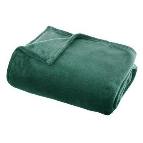 Atmosphera – Plaid uni vert en flanelle 180 x 130 cm – Ultra doux – Lavable en machine – Parfait pour moments cocooning